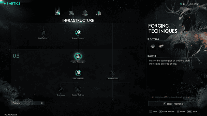 вам нужно разблокировать узел Forging Techniques в вашем дереве Memetics