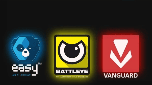 Коллаж из логотипов античитов Vanguard, Ricochet, BattlEye и Easy Anti-Cheat