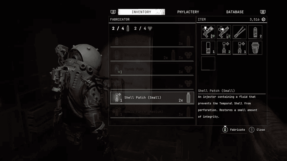  Скриншот меню инвентаря Cronos The New Dawn