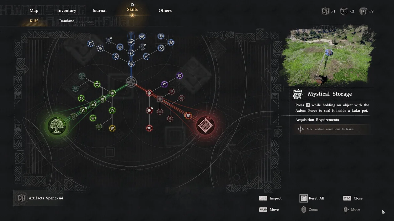 навыки, изученные таким путем, закрепляются за Клиффом навсегда (Permanently unlocked)