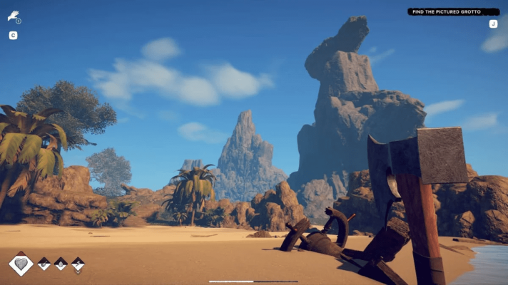 Сначала посмотрите вверх и направо - обратите особое внимание на высокую скалу с большим горизонтальным камнем на вершине: