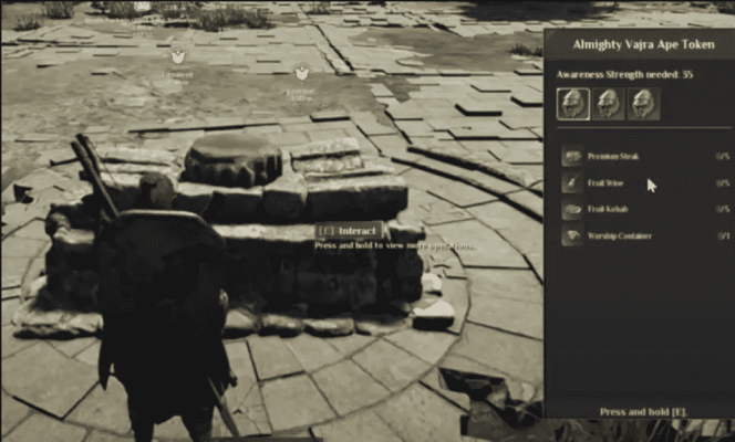 Чтобы вызвать обезьяну Ваджры, вам понадобятся следующие предметы