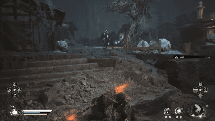 Когда вы доберетесь до деревни, вы найдете большое дерево с коллекционной лозой, но его охраняет еще один принц-скорпион.