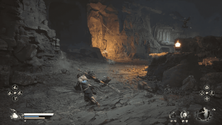 Приготовьтесь справиться с группой каменных пауков, а еще один лучник, разместившийся на высокой скале, попытается усложнить ситуацию, но вы можете перебежать к нему, чтобы найти за ним деревянный пандус.