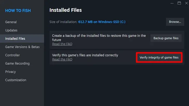 Проверка целостности файлов игры в Steam