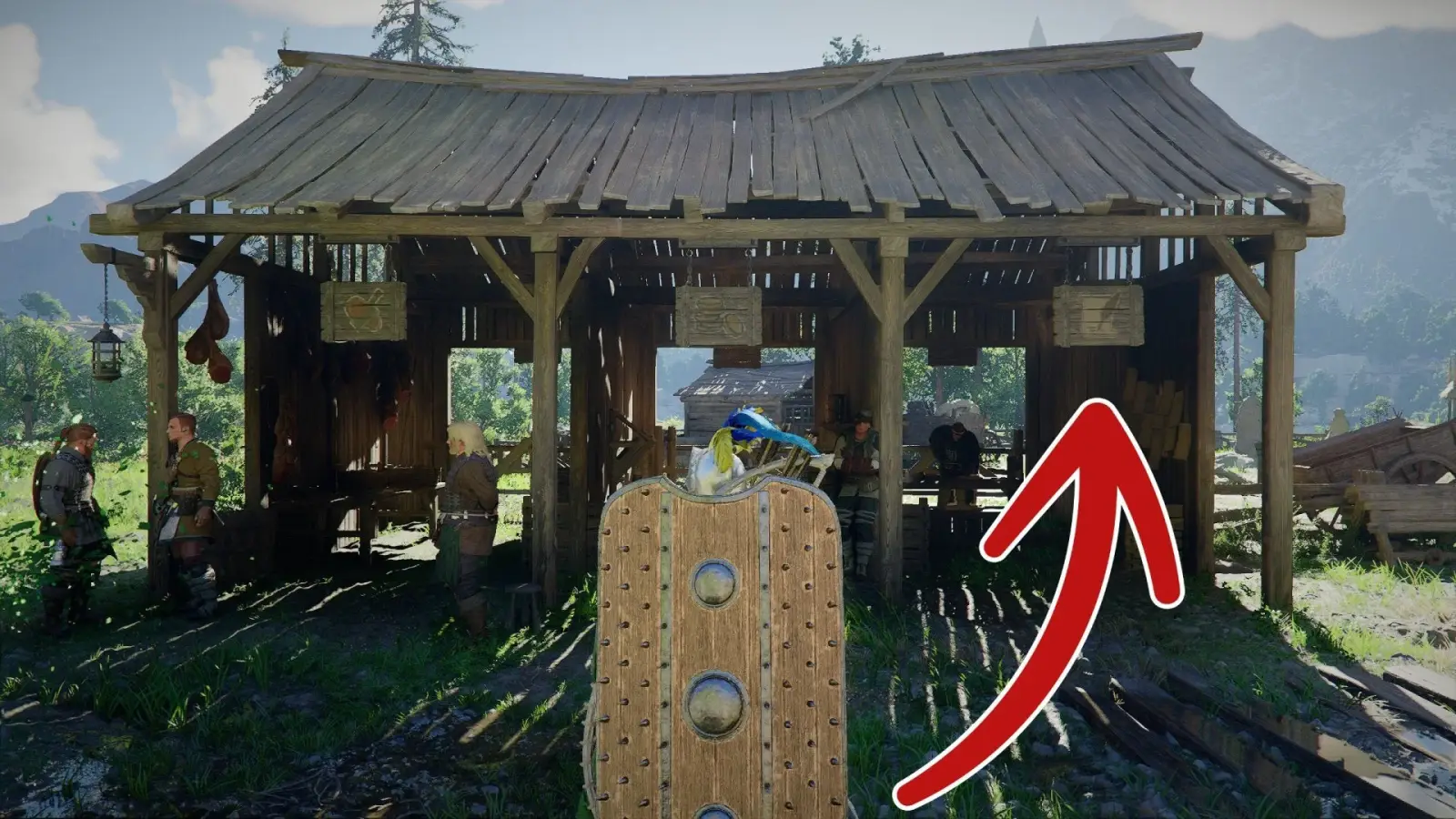 Первый загон с мясом и тесаком — сюда несём зарегистрированную козу