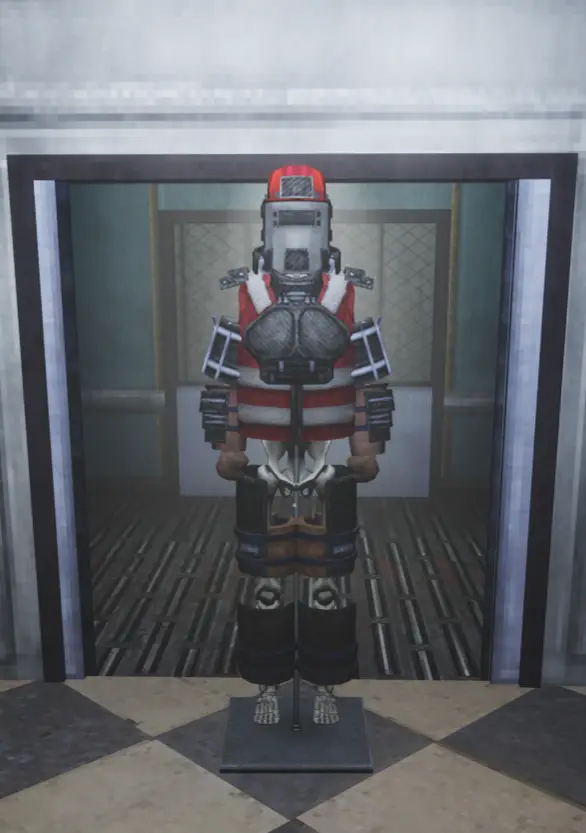 Комплект брони «A.E.G.I.S.», выставленный на стойке для брони (Armor Stand)